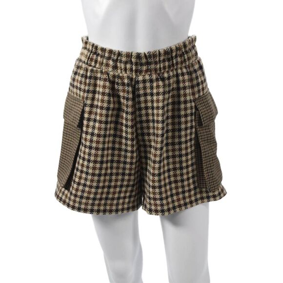 Steve Madden Pants - Steve Madden Women Utility Houndstooth Beige Polyester Shorts Size S
